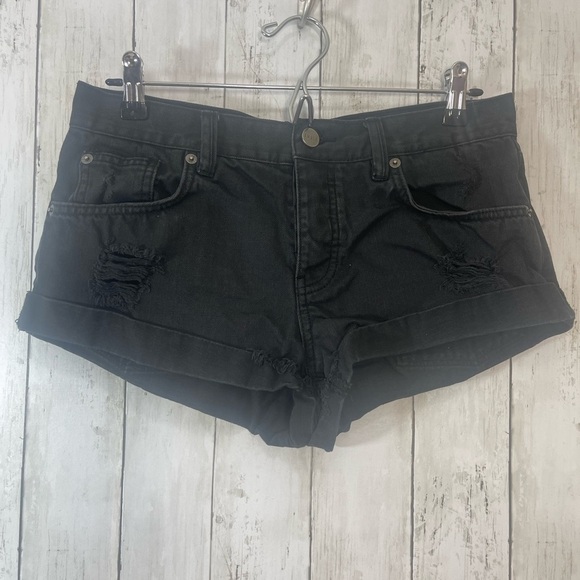 Amuse Society Crossroads Button Fly Cuffed Distressed Shorts 26 - Picture 1 of 8
